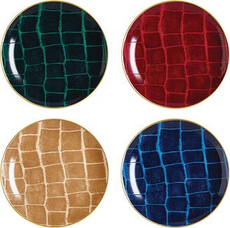 Alligator Multicolor Canape Plates, Set of 4