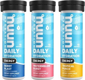 nuun Hydration Energy Drink Vegan Tabs - Berry Blast, Watermelon Burst & Tropical Punch - 10ct/3PK