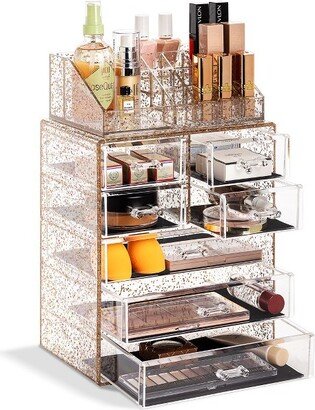 Medium Makeup Organizer Set - (3 Large / 4 Small Drawers/Top Tray) Glitter