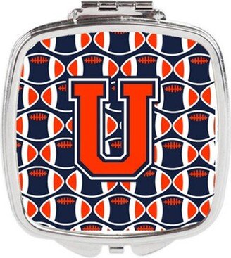 CJ1066-USCM Letter U Football Orange, Blue & White Compact Mirror