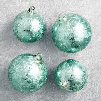 Set of 4 Oversized Feather Finish Ornaments