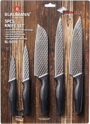 Berlinger Haus 5 Piece Kitchen Knife Set with Ergonomic Soft-Touch Handles, Laser Cut Blade Sharpness, Chef Quality Stainless Steel