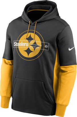 Men's Pittsburgh Steelers Color Block Therma NFL Pullover Hoodie in Black