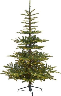 Layered Washington Spruce Artificial Christmas Tree with Lights and Bendable Branches, 72