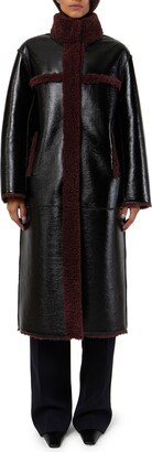 Tilly Patent Faux Leather & Faux Shearling Reversible Coat