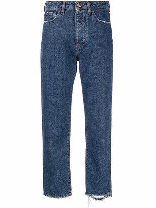 Distressed Straight-Leg Jeans-AW