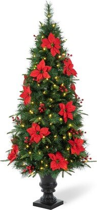 5' Pre-Lit Pine Artificial Christmas Porch Tree with 150 Warm White Lights