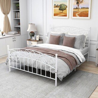 Metal bed frame platform mattress foundation with headboard and footboard,Queen