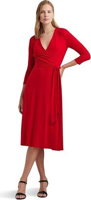 Surplice Jersey Dress (Martin Red) Women's Dress