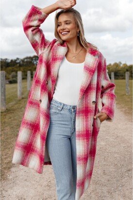 Petal and Pup Womens Gianna Button Front Plaid Long Coat