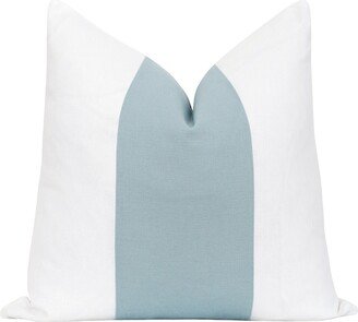 Linen Pillow Cover, Glacier Blue & White Decorative Pillow, Panel Bi Color Stripe Cover