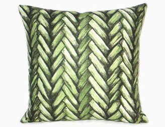 Green Thatch Pillow Cover, 17 Square Trompe L'oeil Woven Tropical Island Decor Dorm