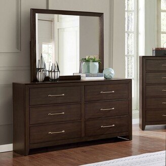 Bett Transitional Walnut 2-piece 6-Drawer Dresser and Mirror Set