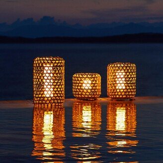 Eternity Modern Bentall 3 - Piece Outdoor Garden Wicker Lantern Set