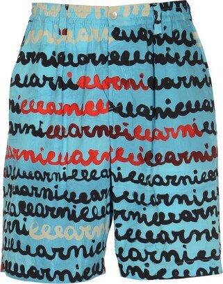 Handwriting Printed Poplin Shorts