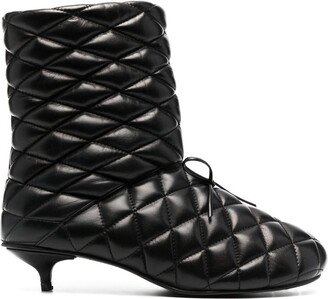 Diamond-Quilted Leather Boots