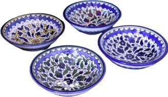 Palestinian Ceramic Serving Bowl Hand Painted Floral Style 8.6 Inches/22cm