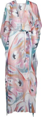 Brushstroke-Pattern V-Neck Dress