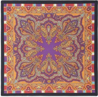 Paisley-Print Silk Pocket Square-AA