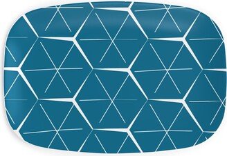 Serving Platters: Hexagons - Blue Serving Platter, Blue