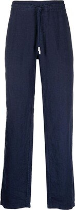 Drawstring Straight-Leg Linen Trousers