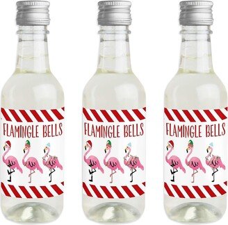 Big Dot Of Happiness Flamingle Bells Mini Wine Bottle Label Stickers Christmas Party Favor Gift 16 Ct