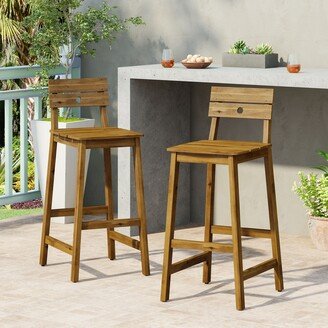 Ashlyn Outdoor Acacia Wood Stool