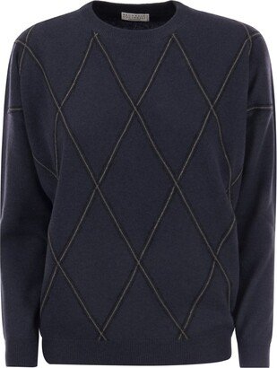 Diamond Pattern Knitted Jumper