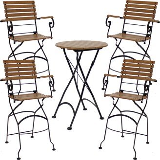 Sunnydaze Decor Sunnydaze Deluxe European Chestnut Wood 5-Piece Bar Height Folding Table and Bar Chair