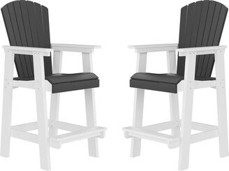 WilliamSpace Patio Bar Stool All Weather HDPE Outdoor Bar Chair Set of 2