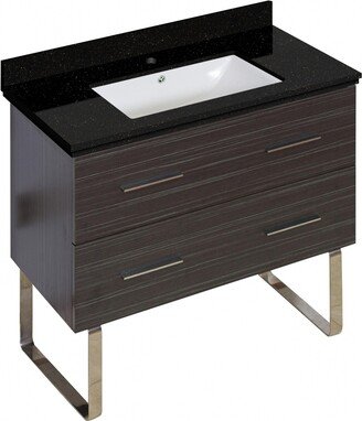 36-in. W Floor Mount Dawn Grey Vanity Set For 1 Hole Drilling Black Galaxy Top White UM Sink