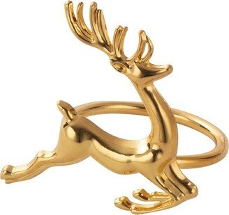 Juvale Christmas Napkin Rings - 6-Pack Gold Reindeer Festive Design Napkin Holder, Holiday Themed Party Supplies, Lunch and Dinner Table Decoration