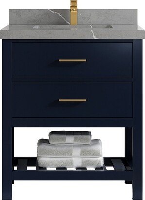 Willow Collections 30 x 22 Parker Single Bowl Sink Bathroom Vanity in Navy Blue with Countertop