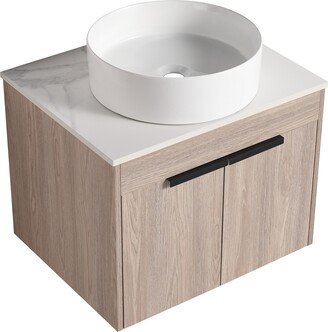 TONWIN 24 Inch Modern Design Floating Bathroom Vanity With Ceramic Basin Set-AA