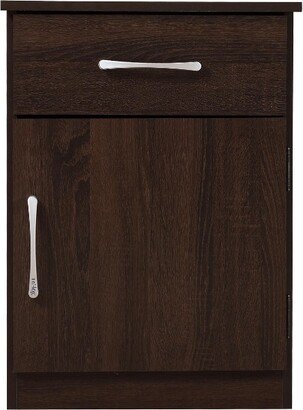 Passion Furniture Alston 1-Drawer Wenge Nightstand (24 in. H x 16 in. W x 18 in. D)