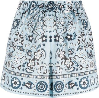 Pisces Dream-print linen shorts