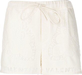 Embroidered Drawstring Cotton Shorts-AA