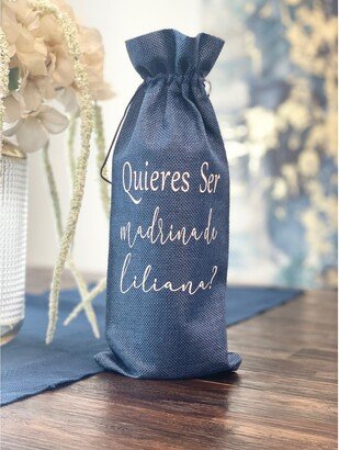 Madrina Blue Wine Themed Proposal, Godmother Bag, Gift, Will You Be My Godmother, Madrina, Nina