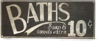 Rustic Bathroom Sign....bath For 10 Cents/Bathroom Decor/Distressed Sign