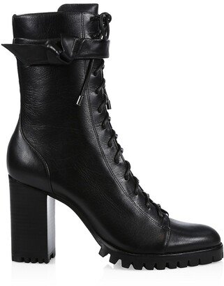 Evelyn Block-Heel Leather Combat Boots