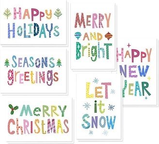 Sustainable Greetings 48 Pack of Christmas Winter Holiday Family Greeting Cards - Bright Christmas Saying's Designs - Boxed with White Envelopes Included - 4.5 x 6.25