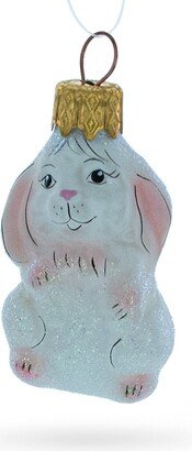 Sparkling White Bunny Glass Christmas Ornament