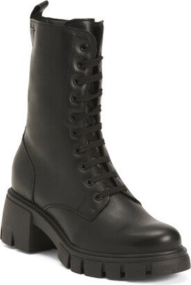 Lace Up Leather Combat Boots for Women