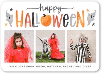 Halloween Cards: Spooky Friends Halloween Card, White, 5X7, Standard Smooth Cardstock, Rounded