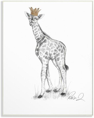 Giraffe Royalty Graphite Drawing Wall Plaque Art, 12.5 x 18.5