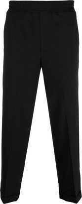 Elasticated-Waist Cotton Tapered Trousers