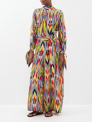 Geometric-print Vintage Silk-crepe Jumpsuit