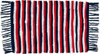 Saro Lifestyle Striped Patriotic Chindi Placemat, 14x20 Oblong, Multi (Set of 4)