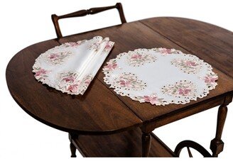 Embroidered Cutwork Round Placemats - Set of 4