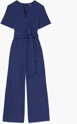 Ponte Split-Neck Jumpsuit